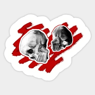 Two skulls - one love Sticker